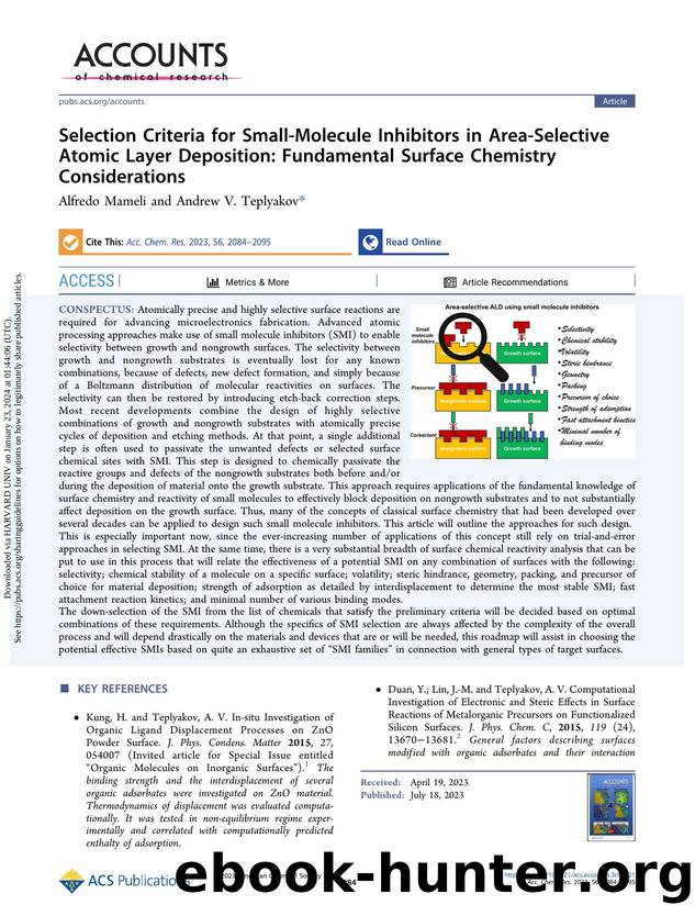Selection Criteria for Small-Molecule Inhibitors in Area-Selective Atomic Layer Deposition: Fundamental Surface Chemistry Considerations by Alfredo Mameli & Andrew V. Teplyakov