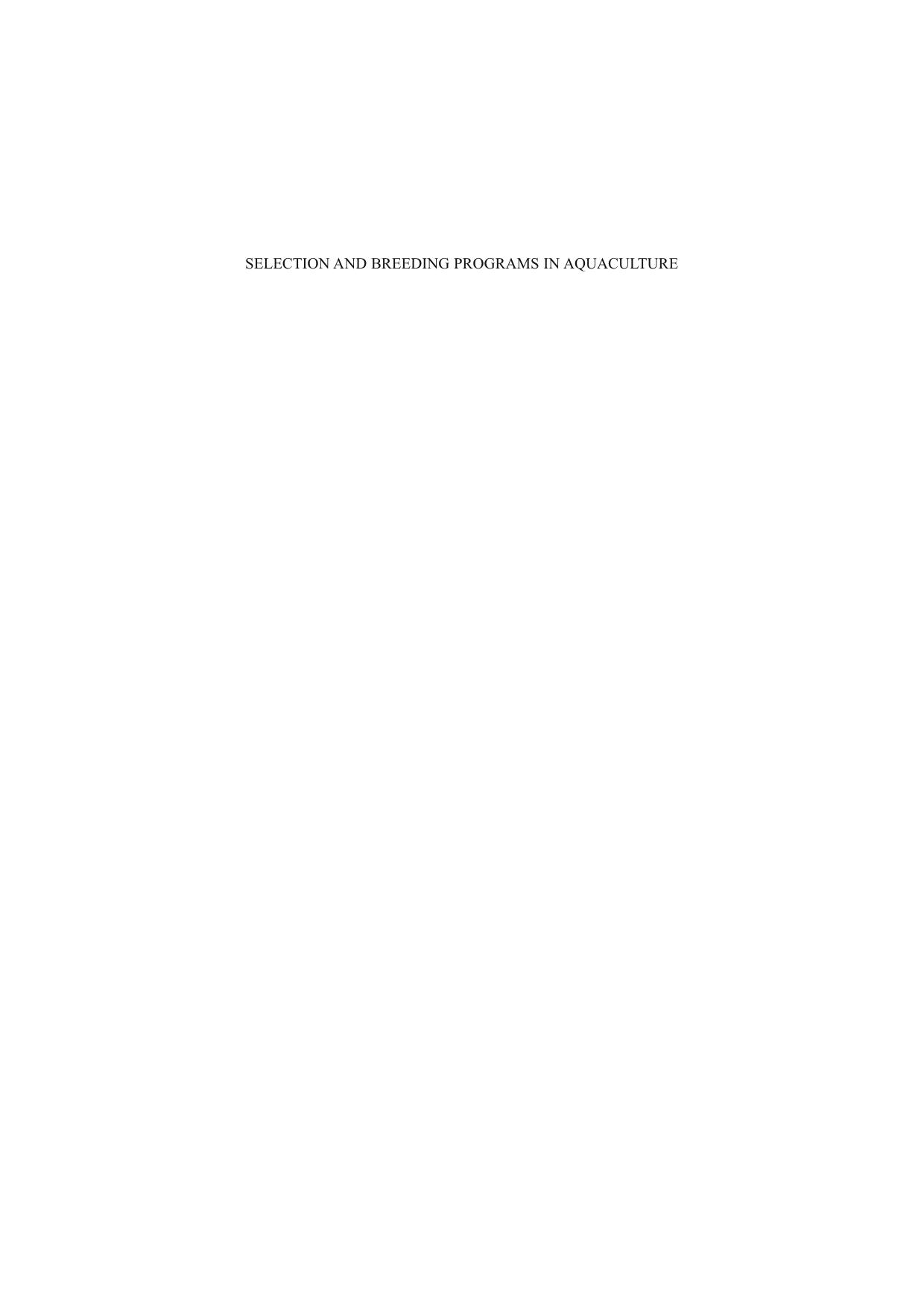 Selection and Breeding Programs in Aquaculture by Trygve Gjedrem (editor)