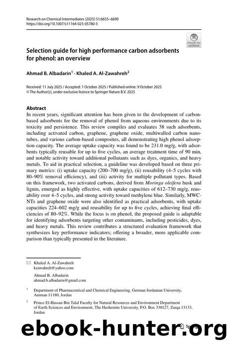 Selection guide for high performance carbon adsorbents for phenol: an overview by Ahmad B. Albadarin & Khaled A. Al-Zawahreh