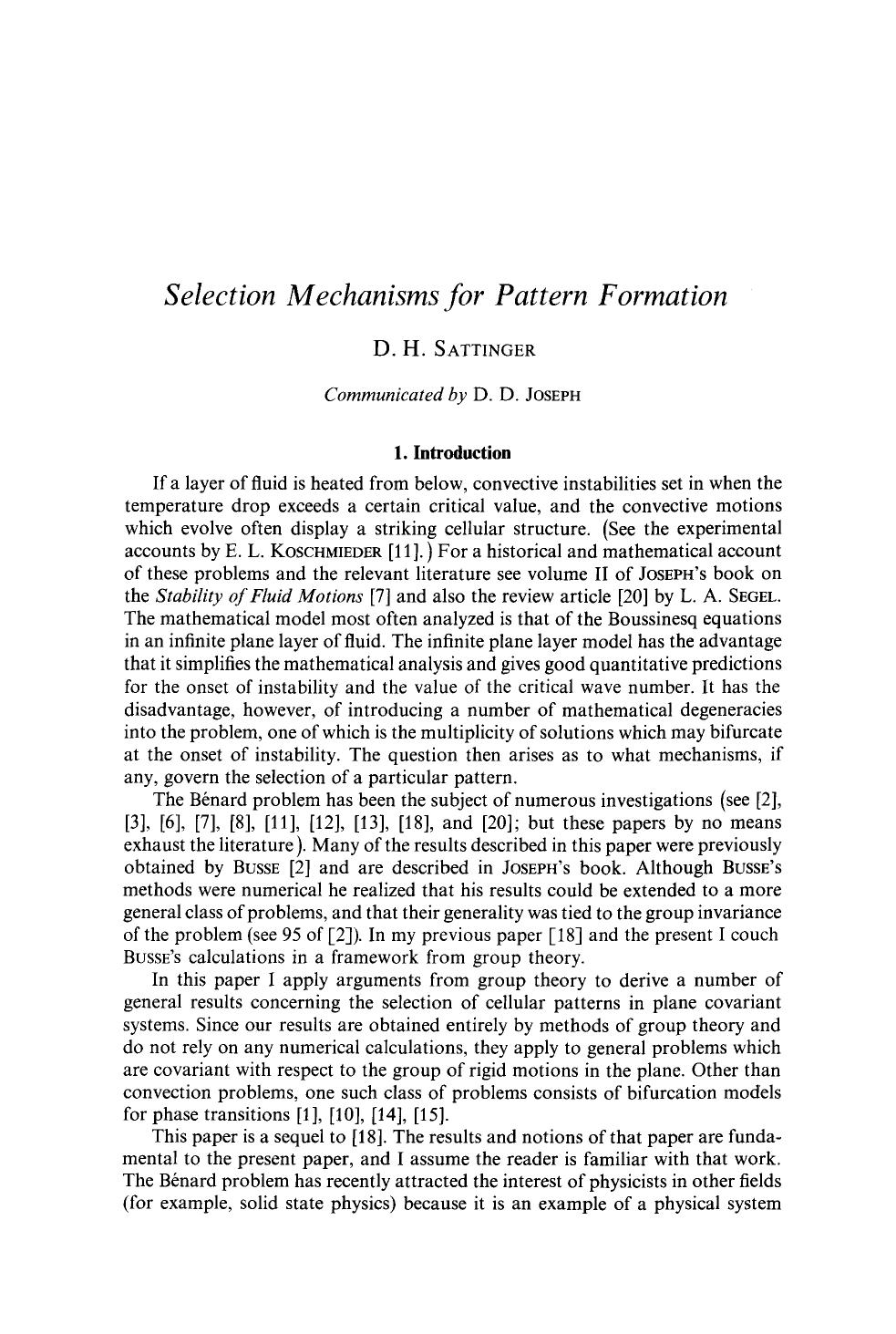 Selection mechanisms for pattern formation by Unknown