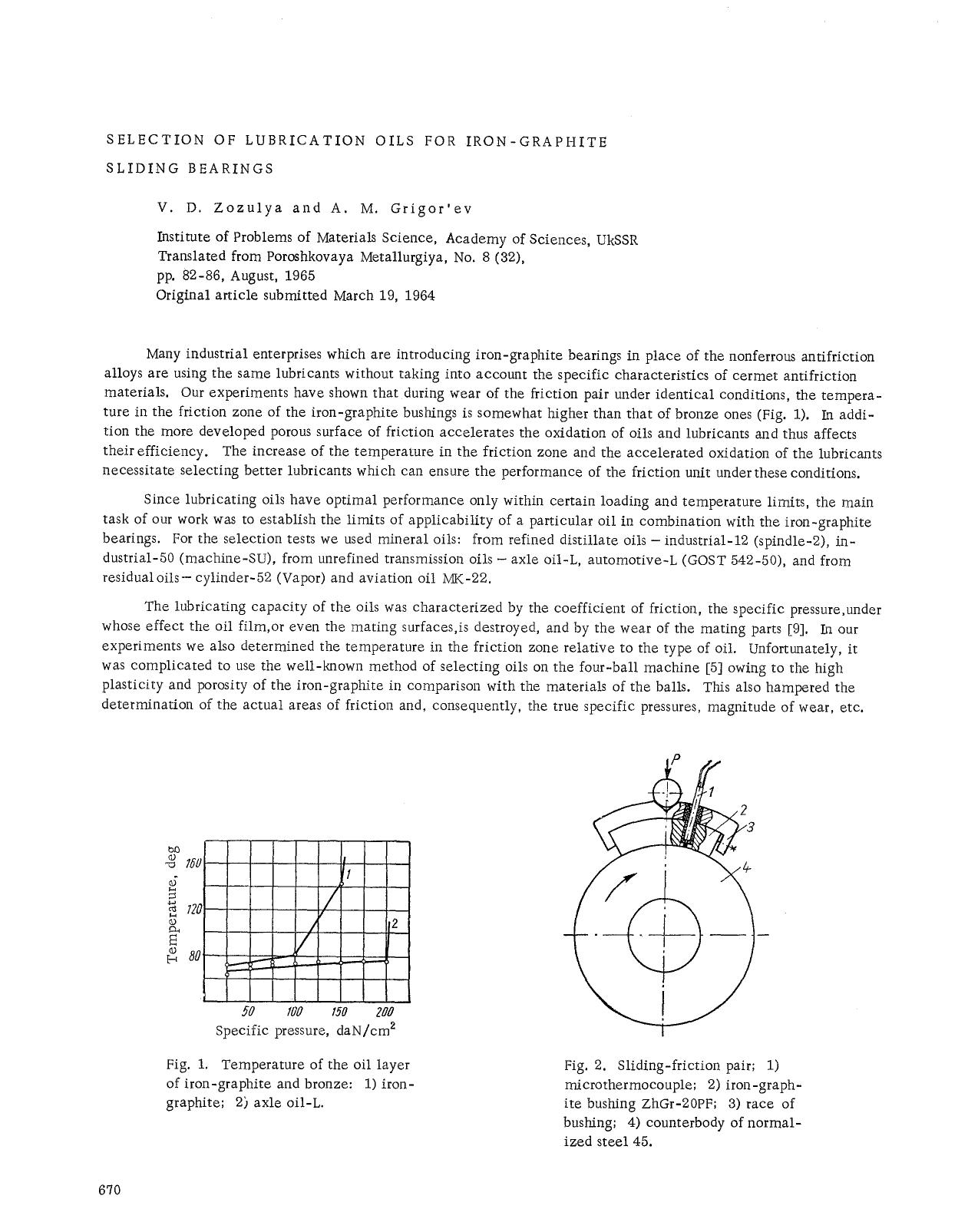 Selection of lubrication oils for iron-graphite sliding bearings by Unknown