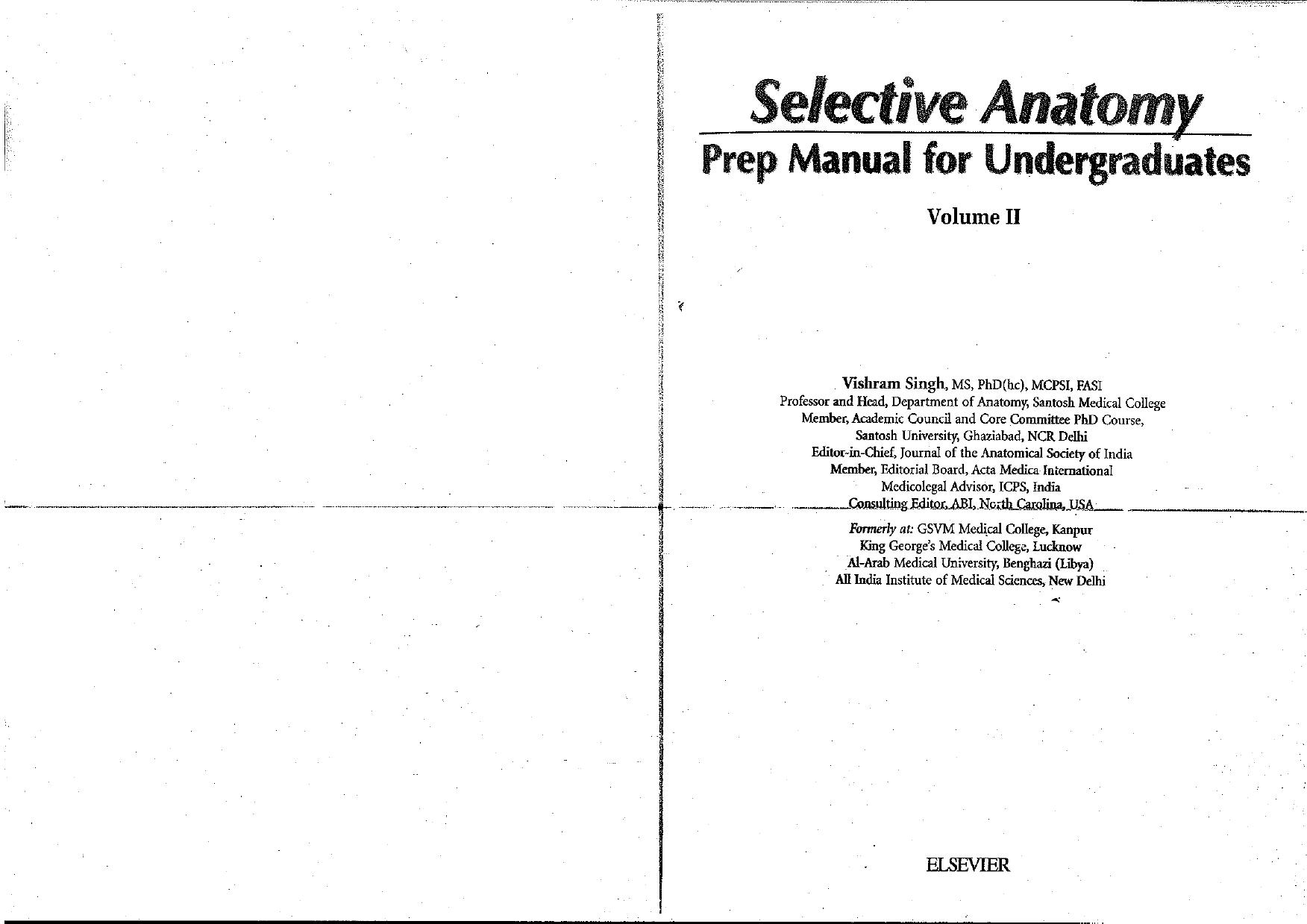 Selective Anatomy Vol 2: Preparatory manual for undergraduates by Vishram Singh