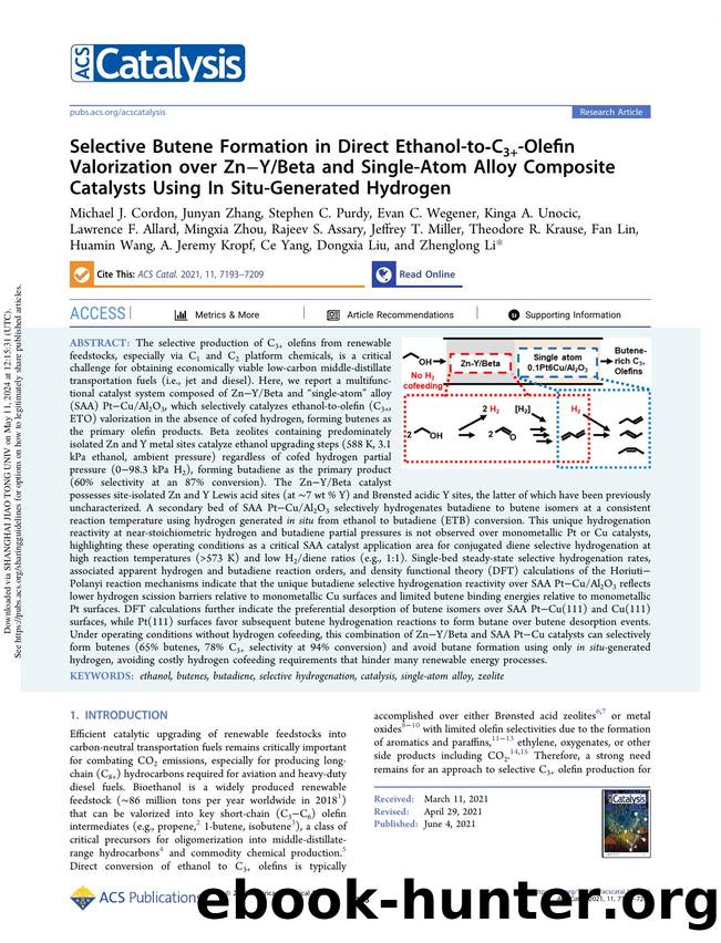 Selective Butene Formation in Direct Ethanol-to-C3+-Olefin Valorization over ZnâYBeta and Single-Atom Alloy Composite Catalysts Using In Situ-Generated Hydrogen by unknow