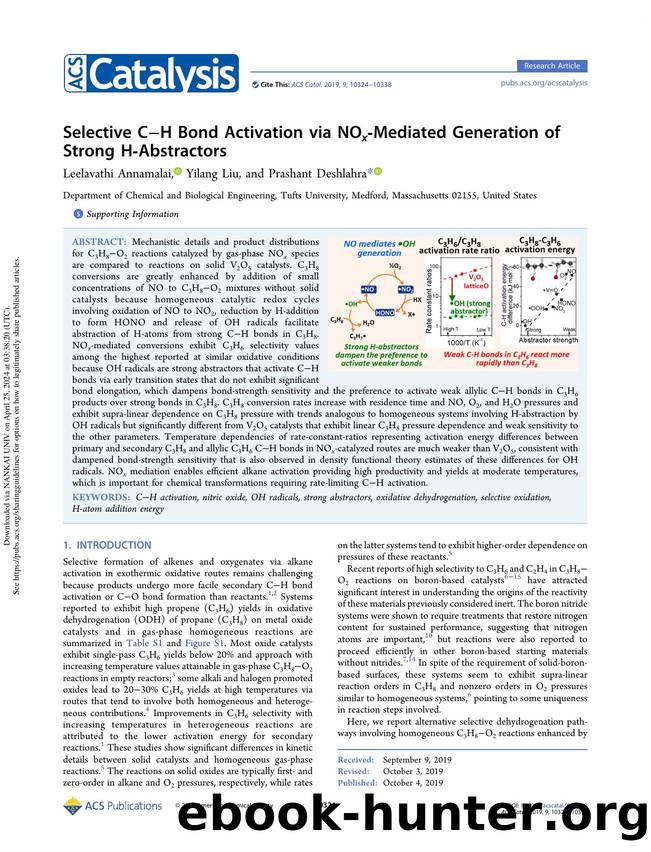 Selective CâH Bond Activation via NOx-Mediated Generation of Strong H-Abstractors by Leelavathi Annamalai Yilang Liu & Prashant Deshlahra