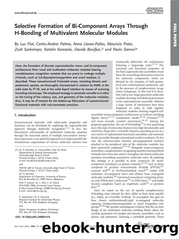 Selective Formation of Bi-Component Arrays Through H-Bonding of Multivalent Molecular Modules by Unknown
