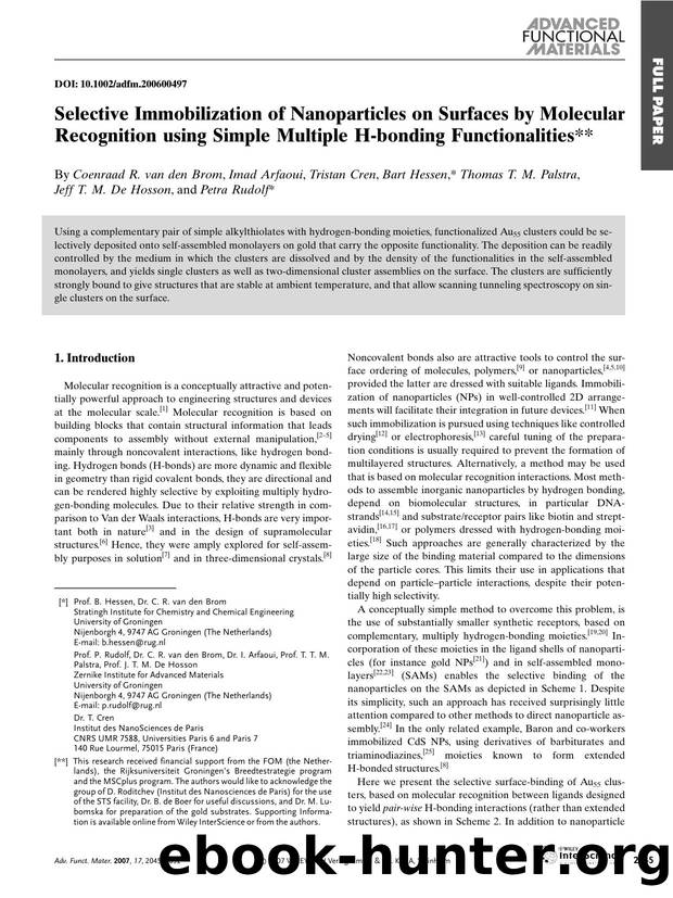 Selective Immobilization of Nanoparticles on Surfaces by Molecular Recognition using Simple Multiple H-bonding Functionalities by Unknown