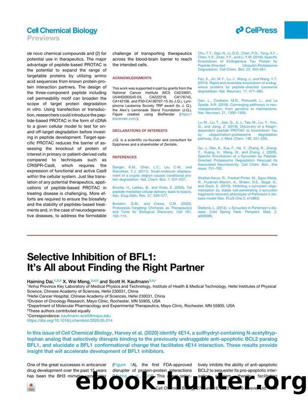 Selective Inhibition of BFL1: It's All about Finding the Right Partner by Haiming Dai & X. Wei Meng & Scott H. Kaufmann