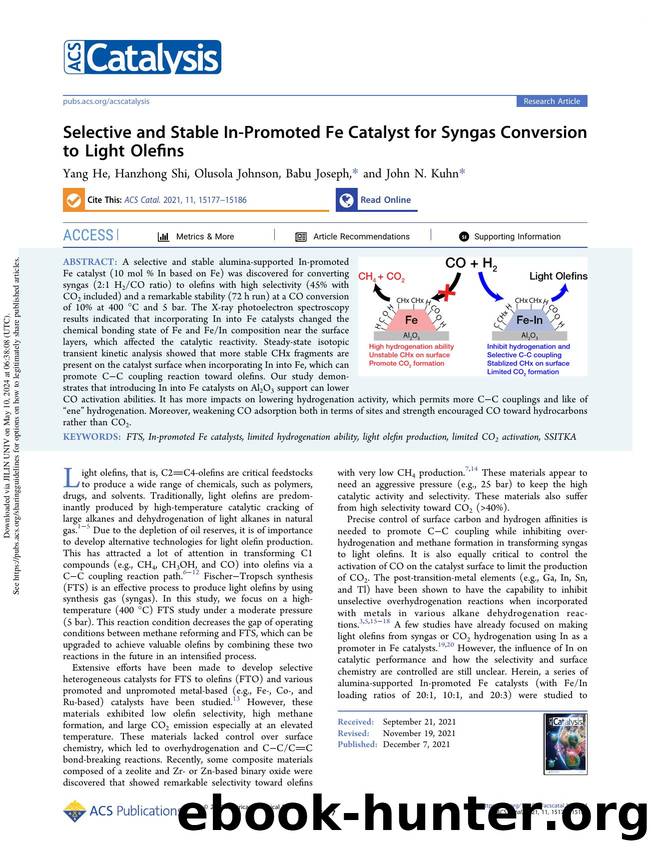 Selective and Stable In-Promoted Fe Catalyst for Syngas Conversion to Light Olefins by Yang He Hanzhong Shi Olusola Johnson Babu Joseph & John N. Kuhn