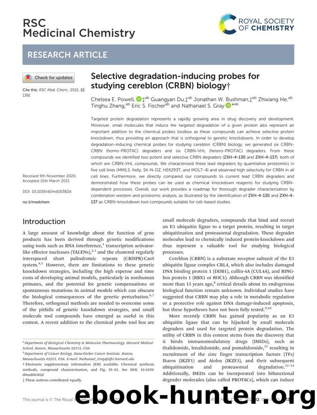 Selective degradation-inducing probes for studying cereblon (CRBN) biology by unknow