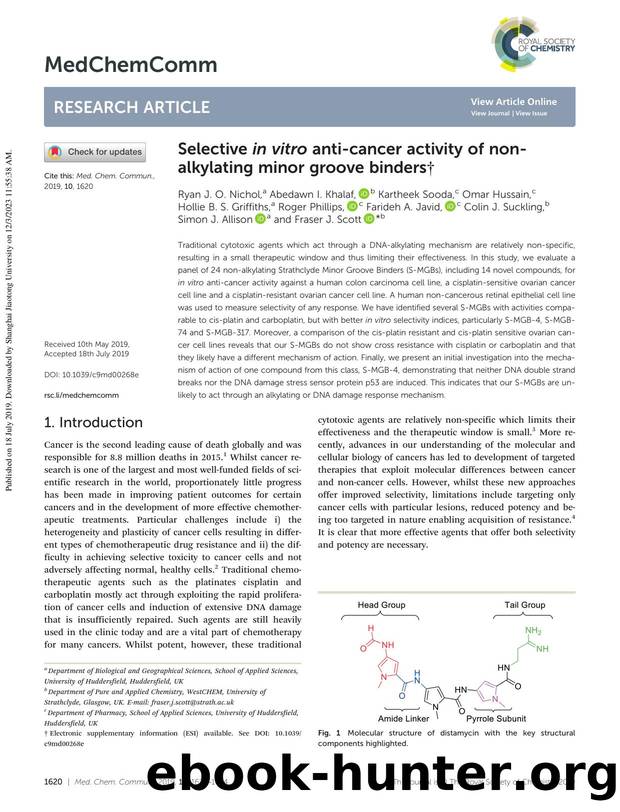 Selective in vitro anti-cancer activity of non-alkylating minor groove binders by unknow