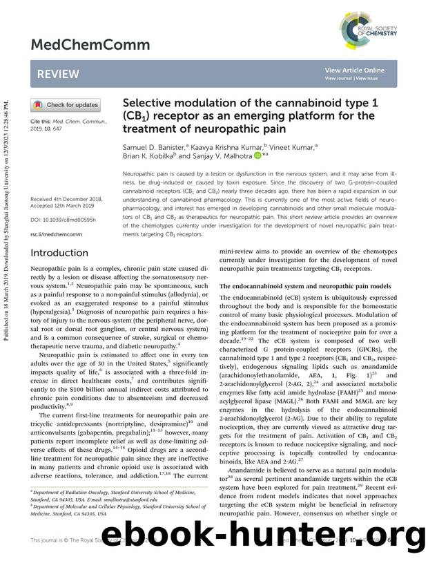 Selective modulation of the cannabinoid type 1 (CB1) receptor as an emerging platform for the treatment of neuropathic pain by Samuel D. Banister & Kaavya Krishna Kumar & Vineet Kumar & Brian K. Kobilka & Sanjay V. Malhotra
