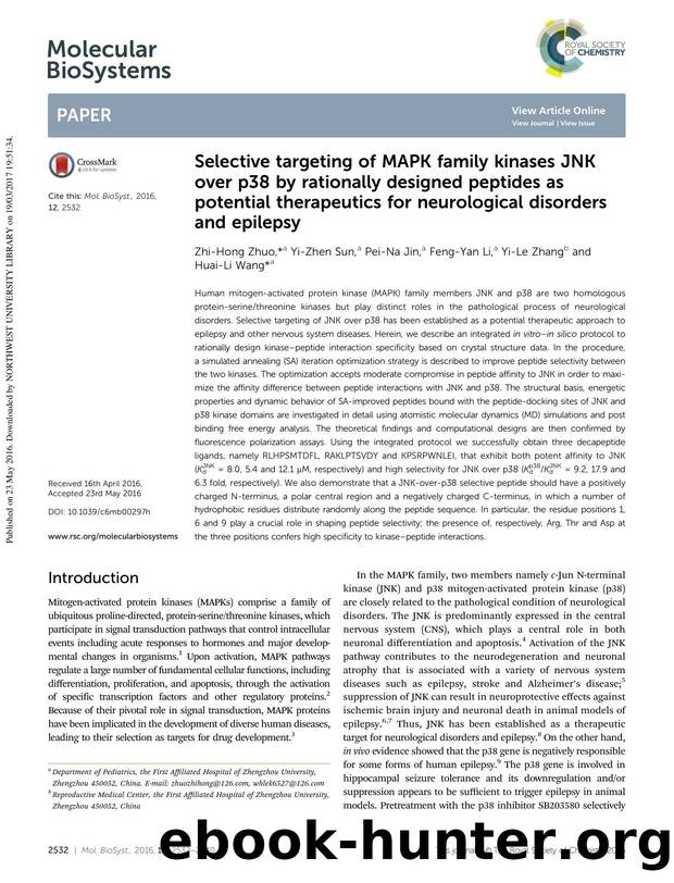 Selective targeting of MAPK family kinases JNK over p38 by rationally designed peptides as potential therapeutics for neurological disorders and epilepsy by Zhi-Hong Zhuo & Yi-Zhen Sun & Pei-Na Jin & Feng-Yan Li & Yi-Le Zhang & Huai-Li Wang