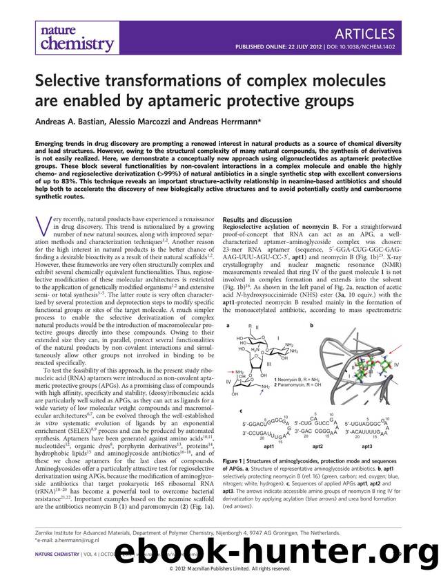Selective transformations of complex molecules are enabled by aptameric protective groups by Andreas A. Bastian & Alessio Marcozzi & Andreas Herrmann