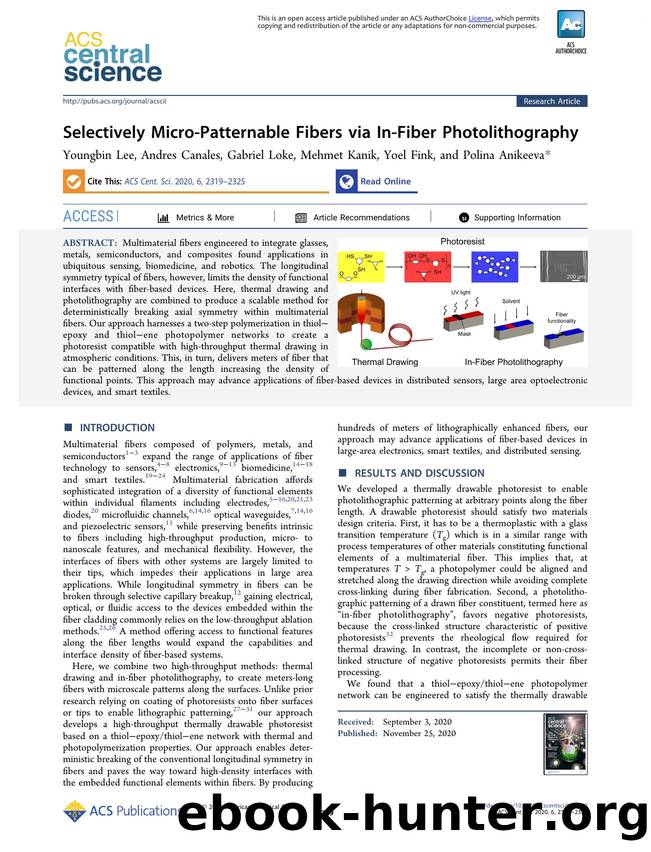 Selectively Micro-Patternable Fibers via In-Fiber Photolithography by unknow