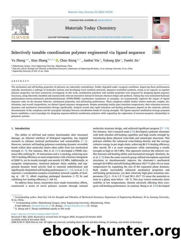 Selectively tunable coordination polymer engineered via ligand sequence by Yu Zhang