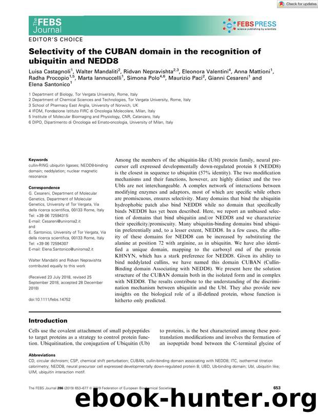 Selectivity of the CUBAN domain in the recognition of ubiquitin and NEDD8 by Unknown