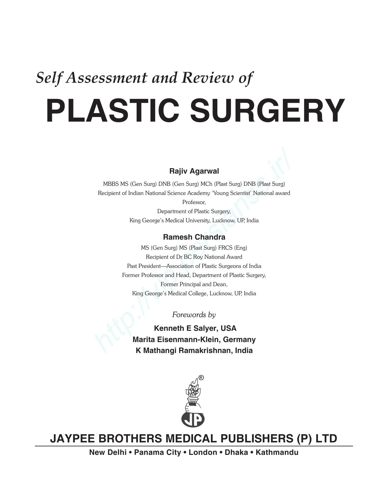 Self Assessment and Review of Plastic Surgery by Rajiv Agarwal Ramesh Chandra