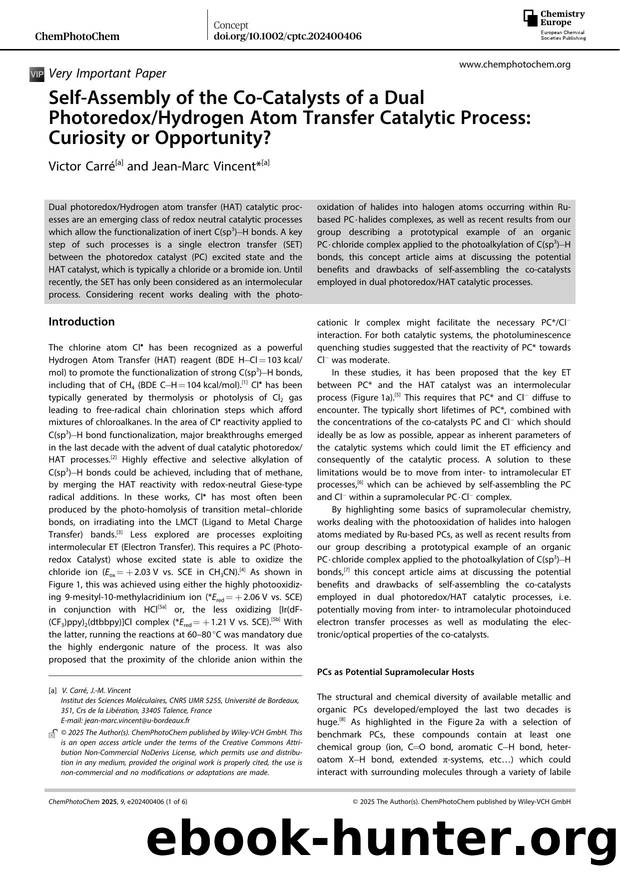 SelfâAssembly of the CoâCatalysts of a Dual PhotoredoxHydrogen Atom Transfer Catalytic Process: Curiosity or Opportunity? by Unknown