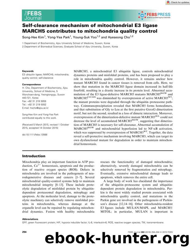 Selfâclearance mechanism of mitochondrial E3 ligase MARCH5 contributes to mitochondria quality control by Unknown