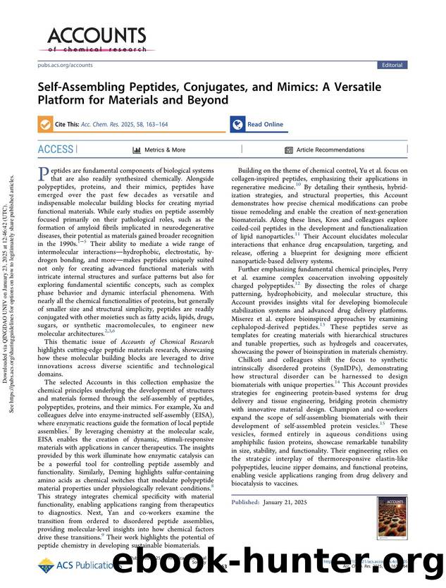 Self-Assembling Peptides, Conjugates, and Mimics: A Versatile Platform for Materials and Beyond by Honggang Cui & Matthew Tirrell