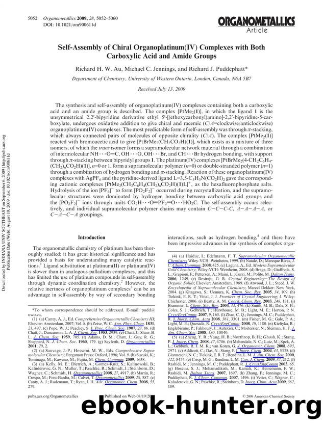 Self-Assembly of Chiral Organoplatinum(IV) Complexes with Both Carboxylic Acid and Amide Groups by Richard H. W. Au Michael C. Jennings & Richard J. Puddephatt*