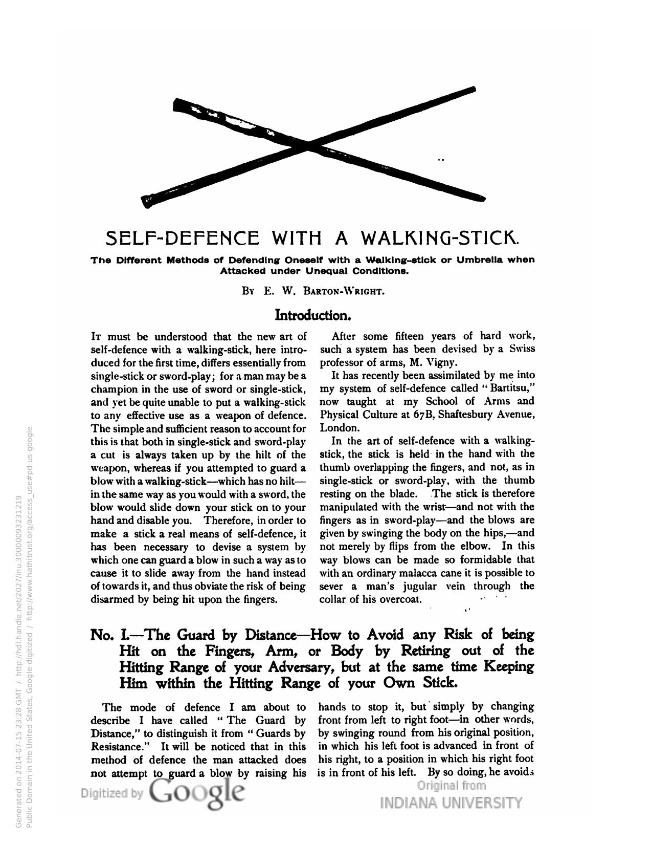 Self-Defense with a Walking-stick by Barton-Wright E.W