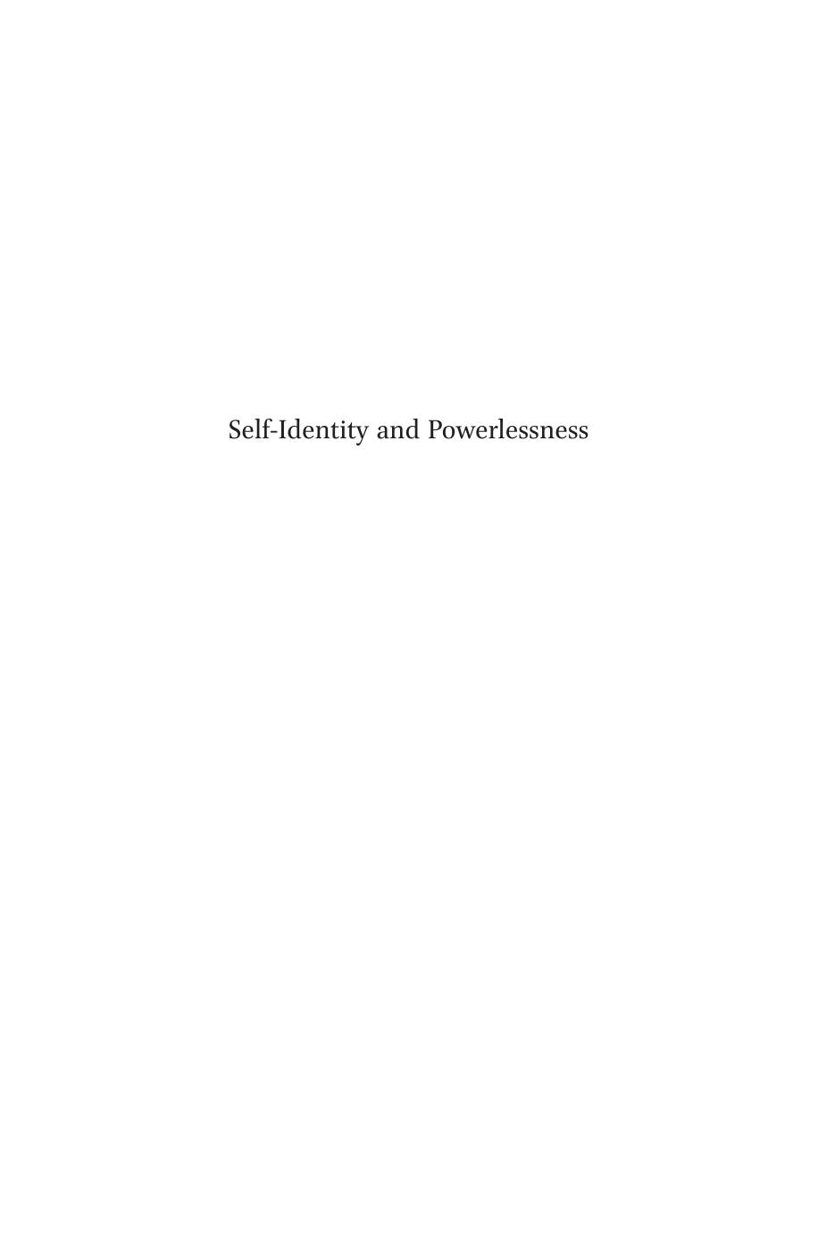 Self-Identity and Powerlessness by Alice Koubová