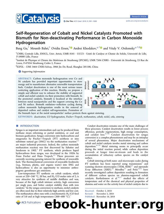 Self-Regeneration of Cobalt and Nickel Catalysts Promoted with Bismuth for Non-deactivating Performance in Carbon Monoxide Hydrogenation by Bang Gu Mounib Bahri Ovidiu Ersen Andrei Khodakov and Vitaly V. Ordomsky