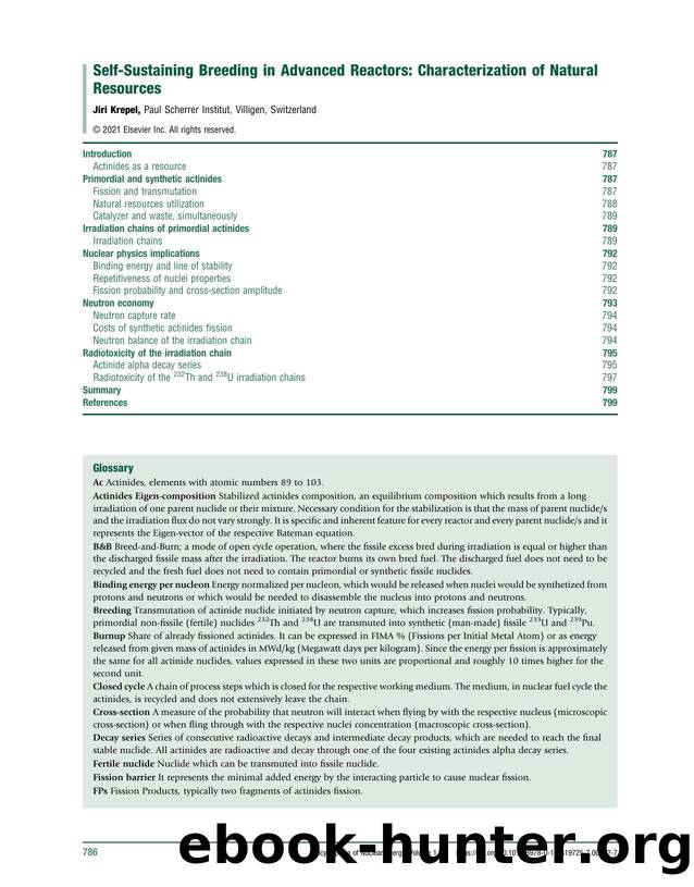 Self-Sustaining Breeding in Advanced Reactors: Characterization of Natural Resources by Jiri Krepel