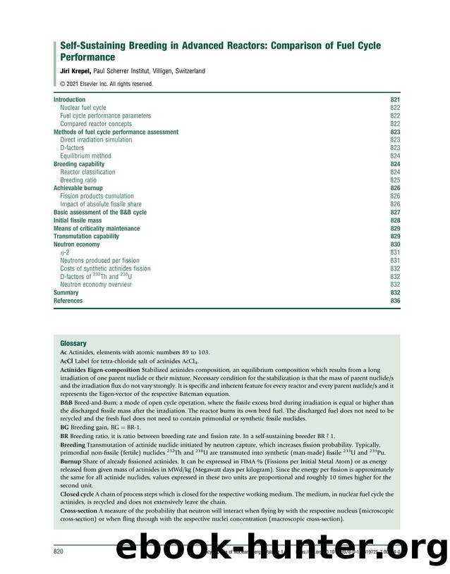 Self-Sustaining Breeding in Advanced Reactors: Comparison of Fuel Cycle Performance by Jiri Krepel
