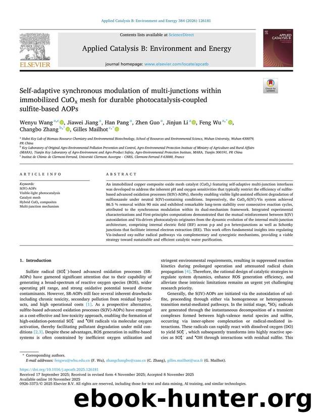 Self-adaptive synchronous modulation of multi-junctions within immobilized CuOx mesh for durable photocatalysis-coupled sulfite-based AOPs by unknow