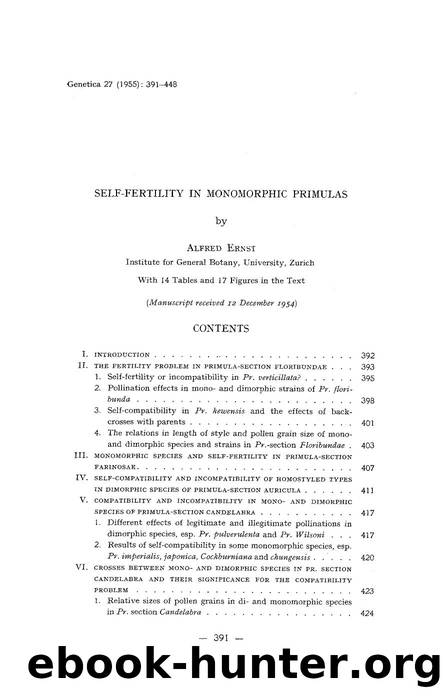 Self-fertility in monomorphic Primulas by Unknown