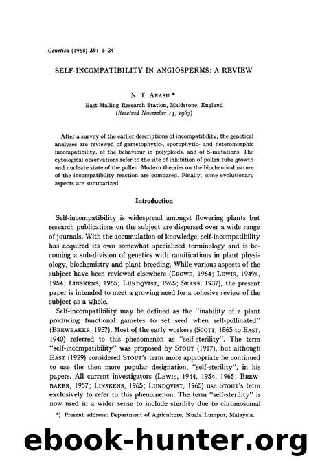 Self-incompatibility in angiosperms: A review by Unknown