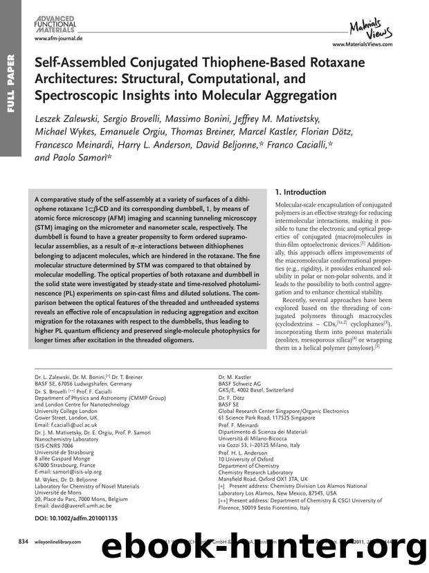 SelfAssembled Conjugated ThiopheneBased Rotaxane Architectures: Structural, Computational, and Spectroscopic Insights into Molecular Aggregation by wcu