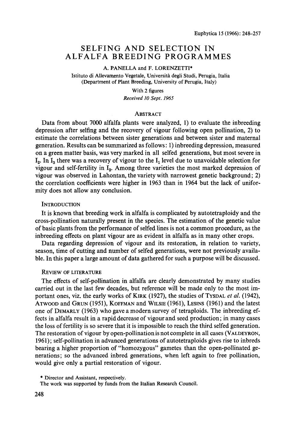 Selfing and selection in alfalfa breeding programmes by Unknown