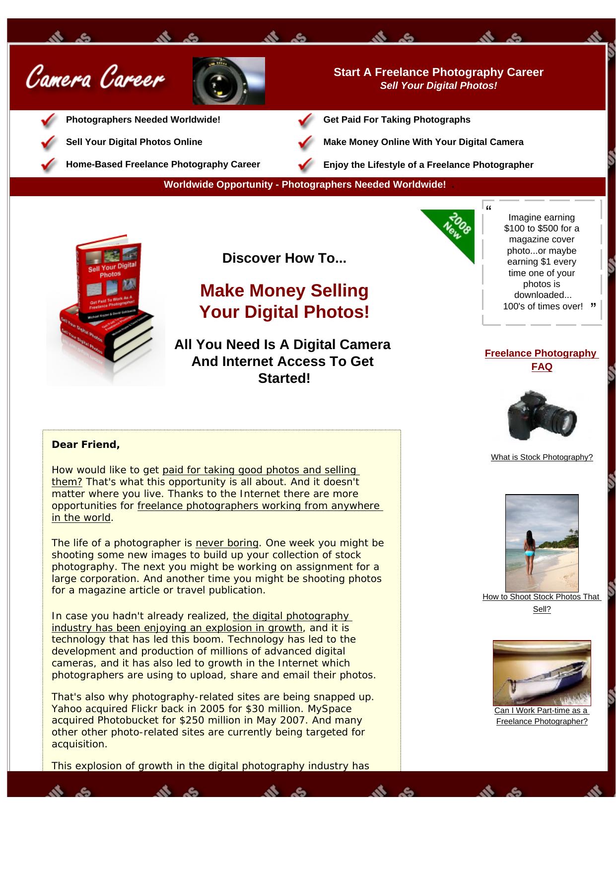 Sell Your Digital Photos - Freelance Photography - CameraCareer.com. by Best of Kuszter's Collection