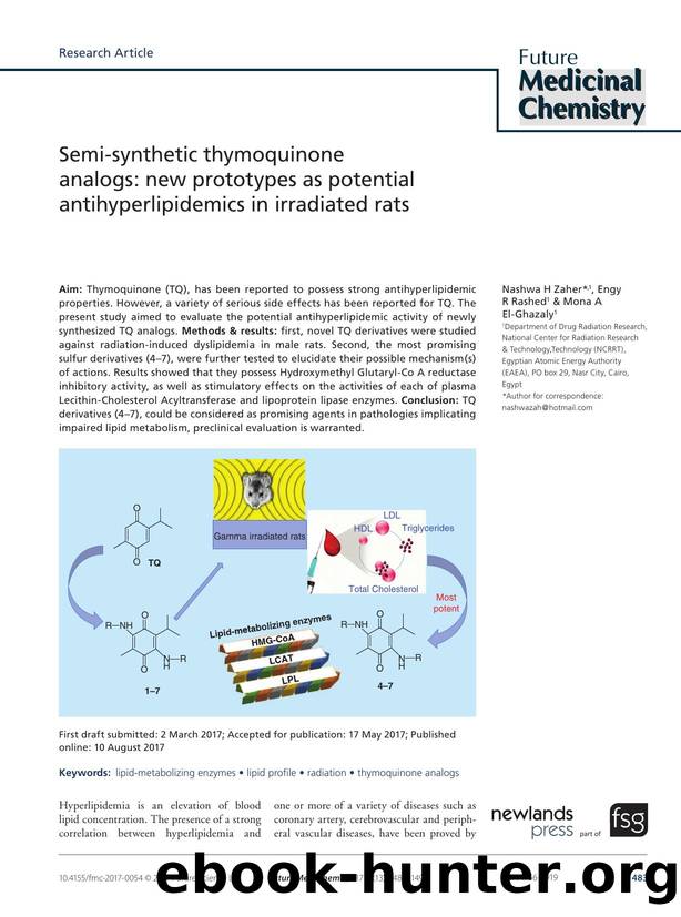 Semi-synthetic thymoquinone analogs: new prototypes as potential antihyperlipidemics in irradiated rats by Nashwa H Zaher