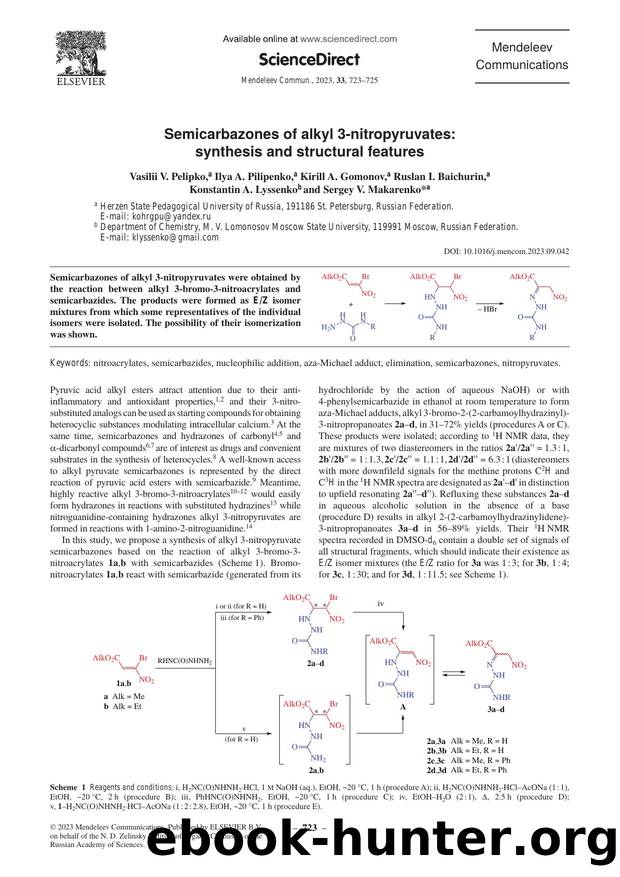 Semicarbazones of alkyl 3-nitropyruvates: Synthesis and structural features by unknow