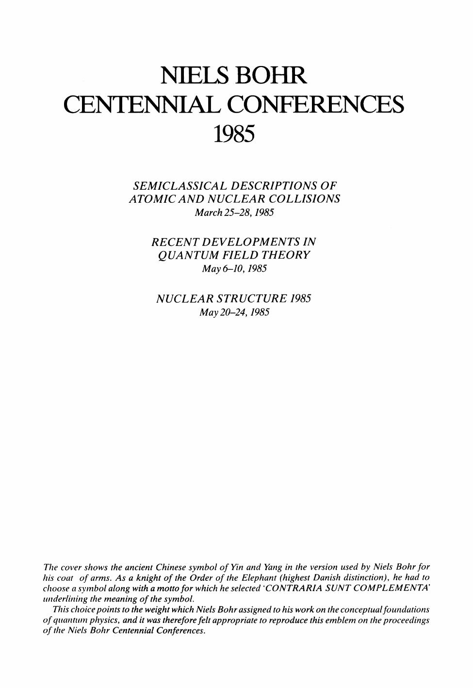 Semiclassical Descriptions of Atomic and Nuclear Collisions by J. Bang and J. de Boer (Eds.)
