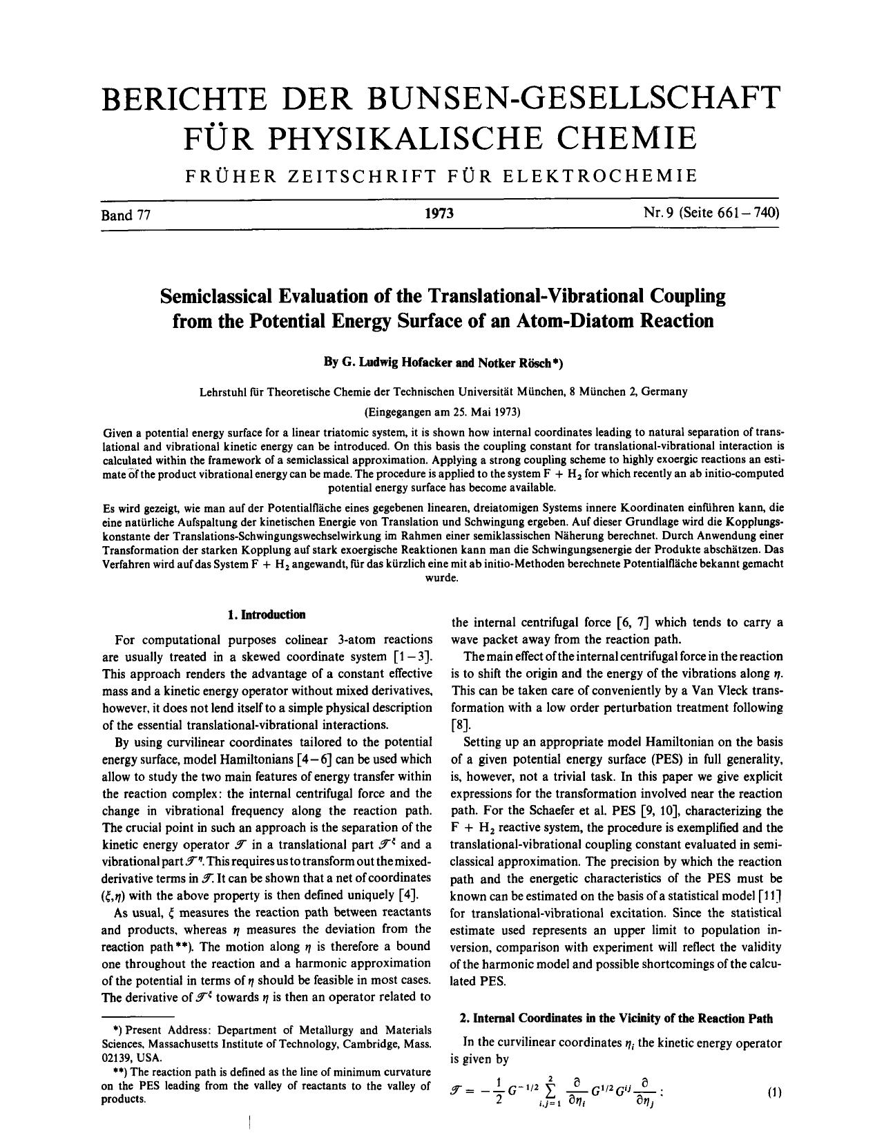 Semiclassical Evaluation of the Translational-Vibrational Coupling from the Potential Energy Surface of an Atom-Diatom Reaction by Unknown