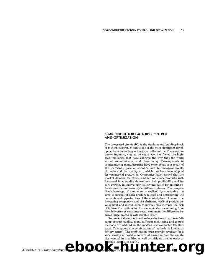 Semiconductor Factory Control and Optimization". In: Wiley Encyclopedia of Electrical and Electronics Engineering by Unknown