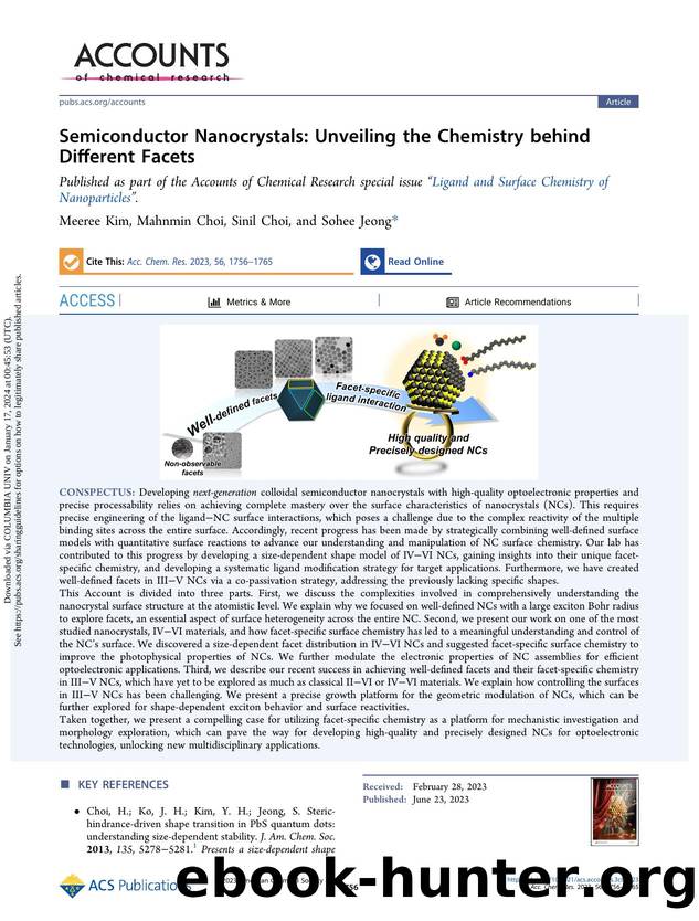 Semiconductor Nanocrystals: Unveiling the Chemistry behind Different Facets by Meeree Kim Mahnmin Choi Sinil Choi & Sohee Jeong