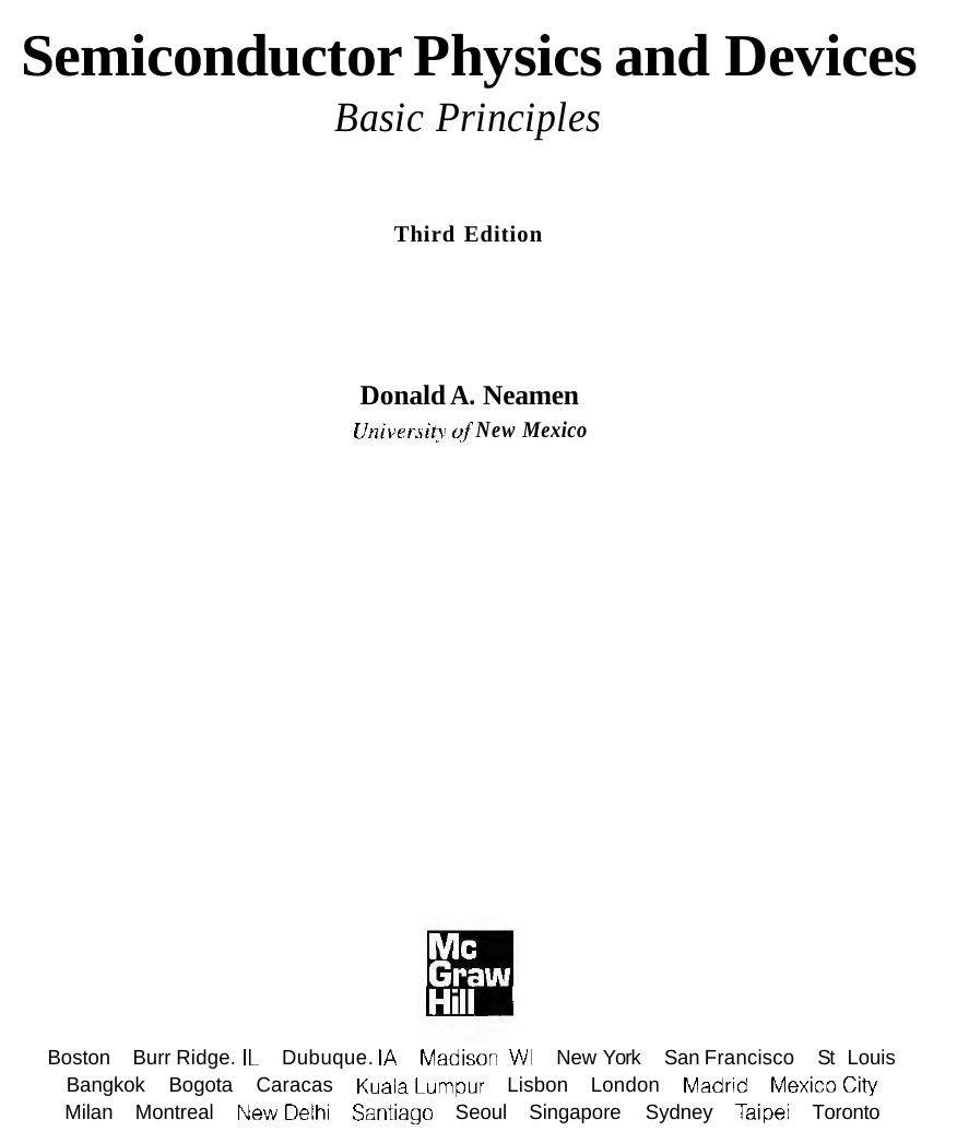 Semiconductor Physics And Devices Basic Principles by Unknown