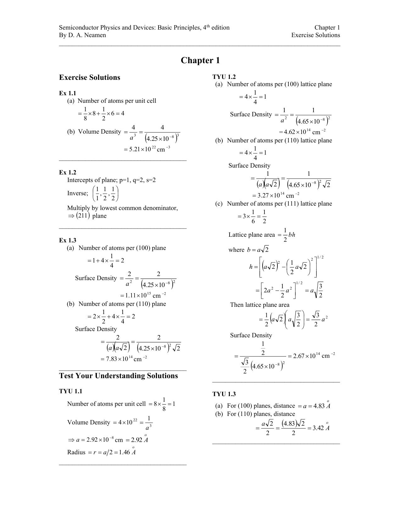 Semiconductor Physics and Devices: Basic Principles, 4th Edition Solutions Manual by D. A. Neamen