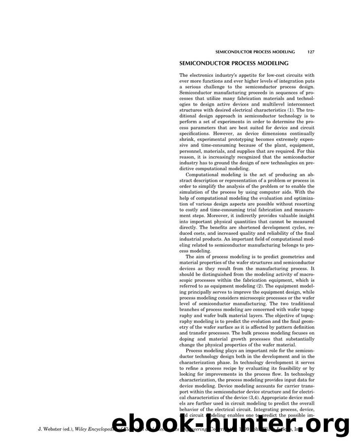 Semiconductor Process Modeling". In: Wiley Encyclopedia of Electrical and Electronics Engineering by Unknown