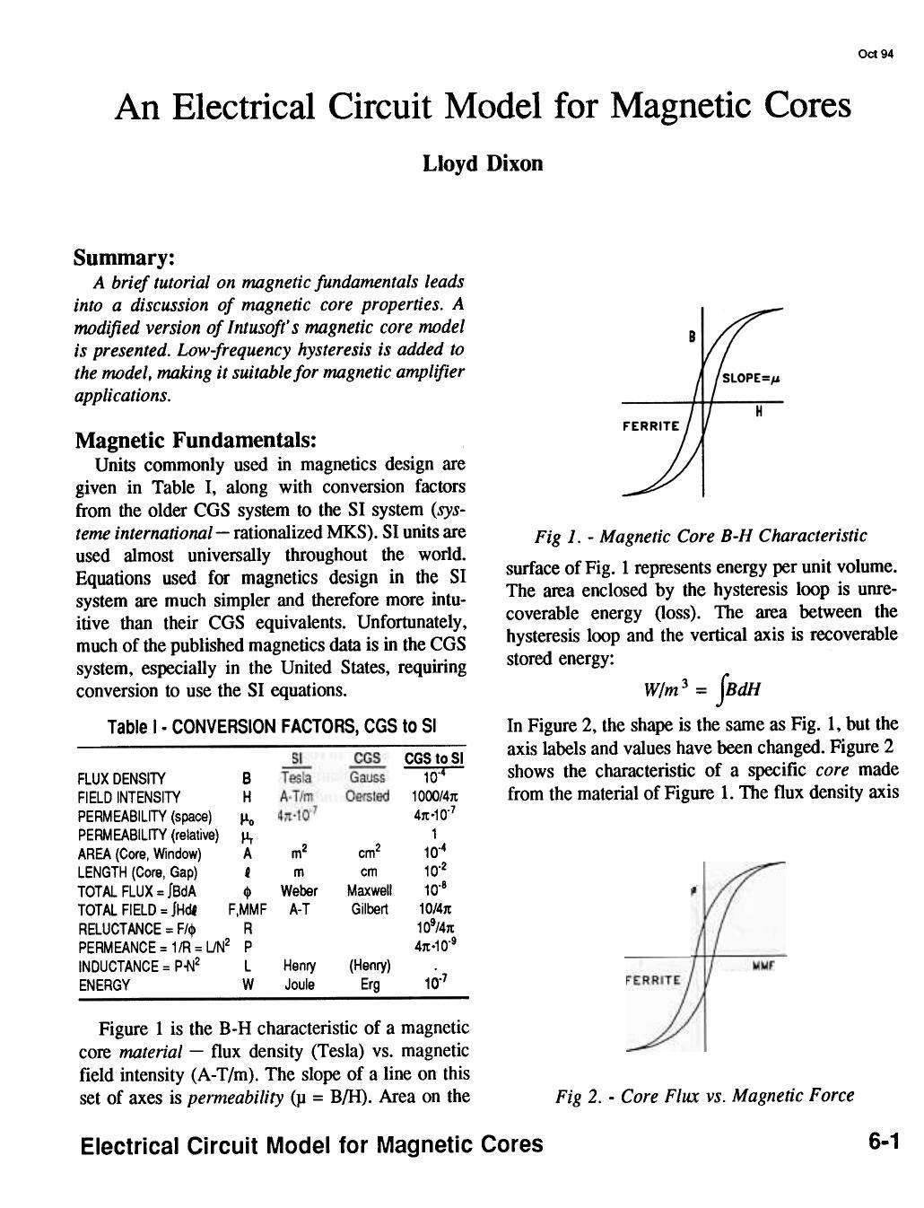 Seminar 1000 Topic 6 - Electrical Circuit Model for Magnetic Cores by Texas Instruments Incorporated