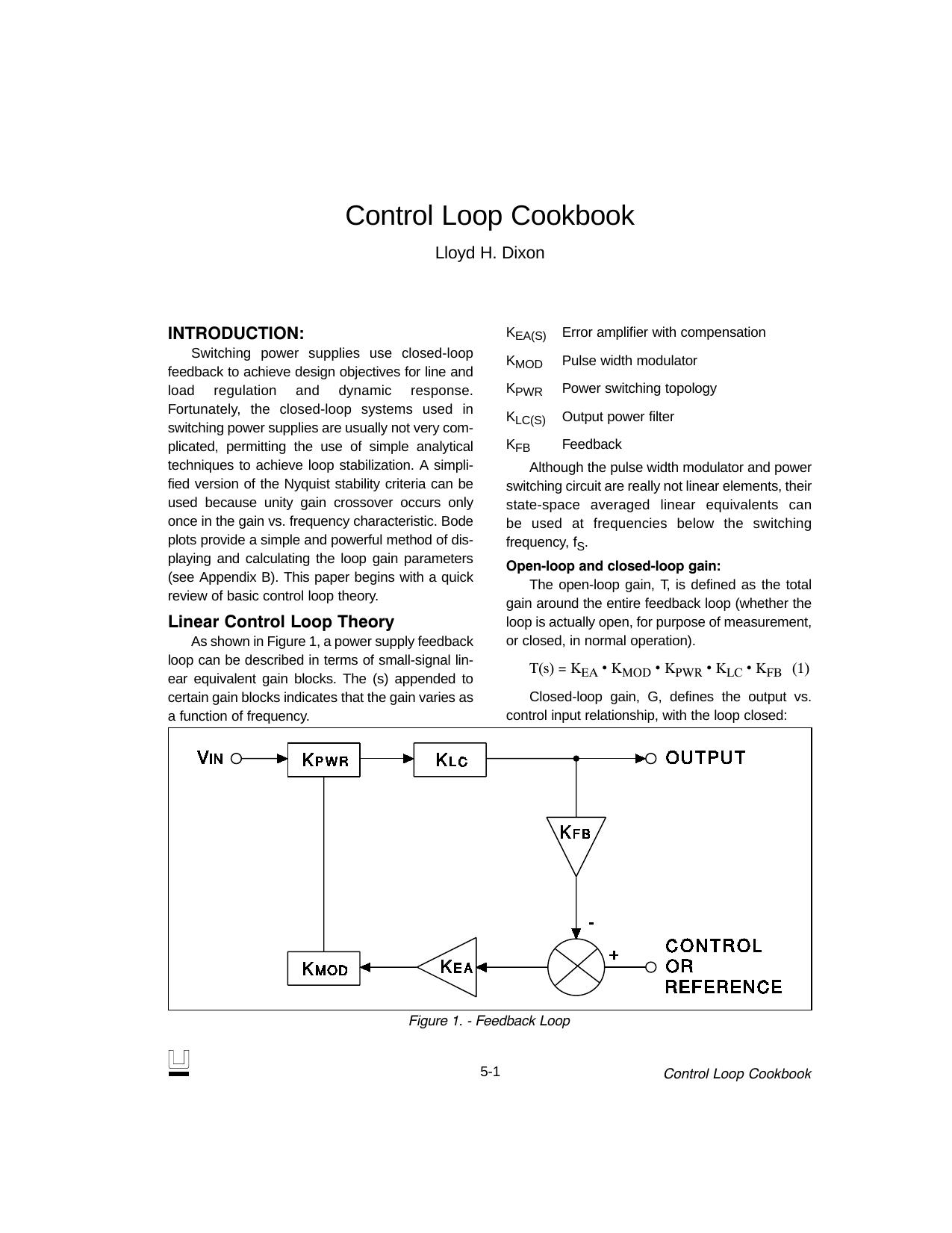 Seminar 1100 Topic 5 - Control Loop Cookbook (Rev. A) by Texas Instruments Incorporated