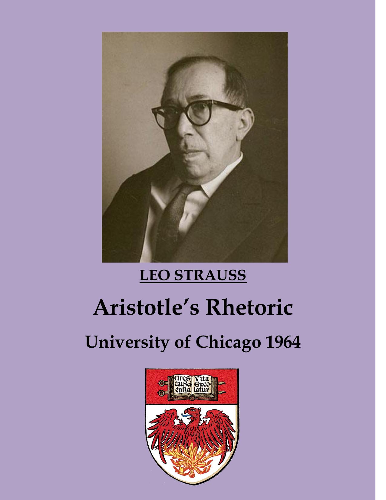 Seminar on Aristotle's Rhetoric 1964 by Leo Strauss