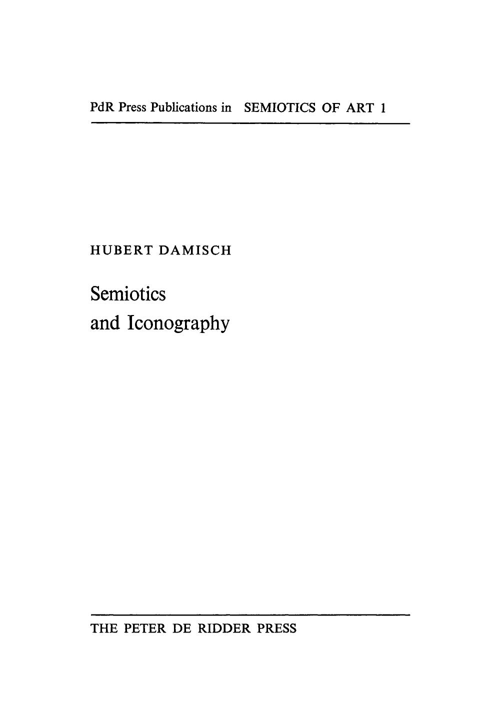 Semiotics and Iconography by Hubert Damisch