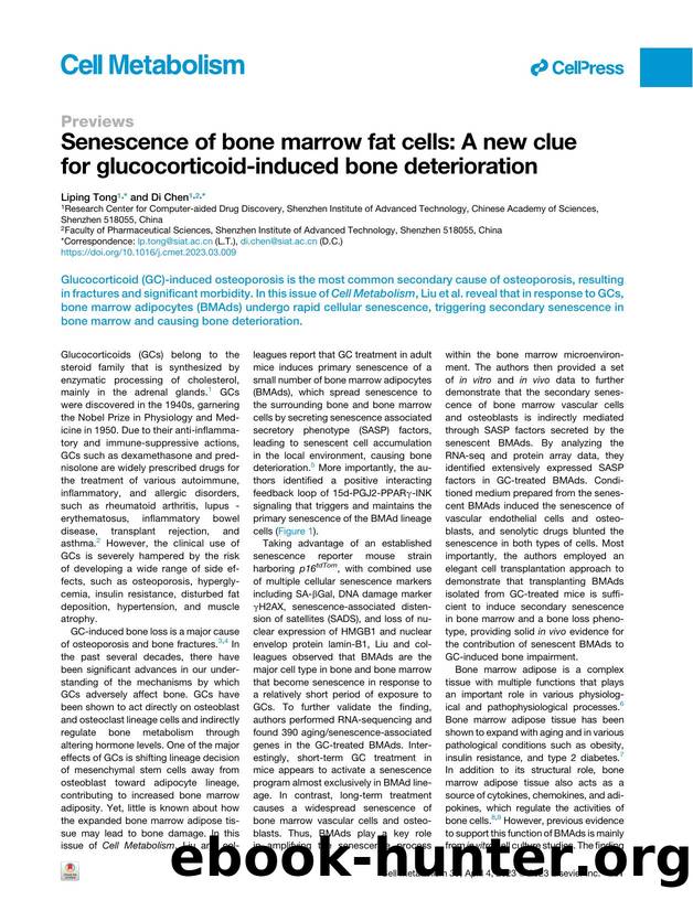 Senescence of bone marrow fat cells: A new clue for glucocorticoid-induced bone deterioration by Liping Tong & Di Chen